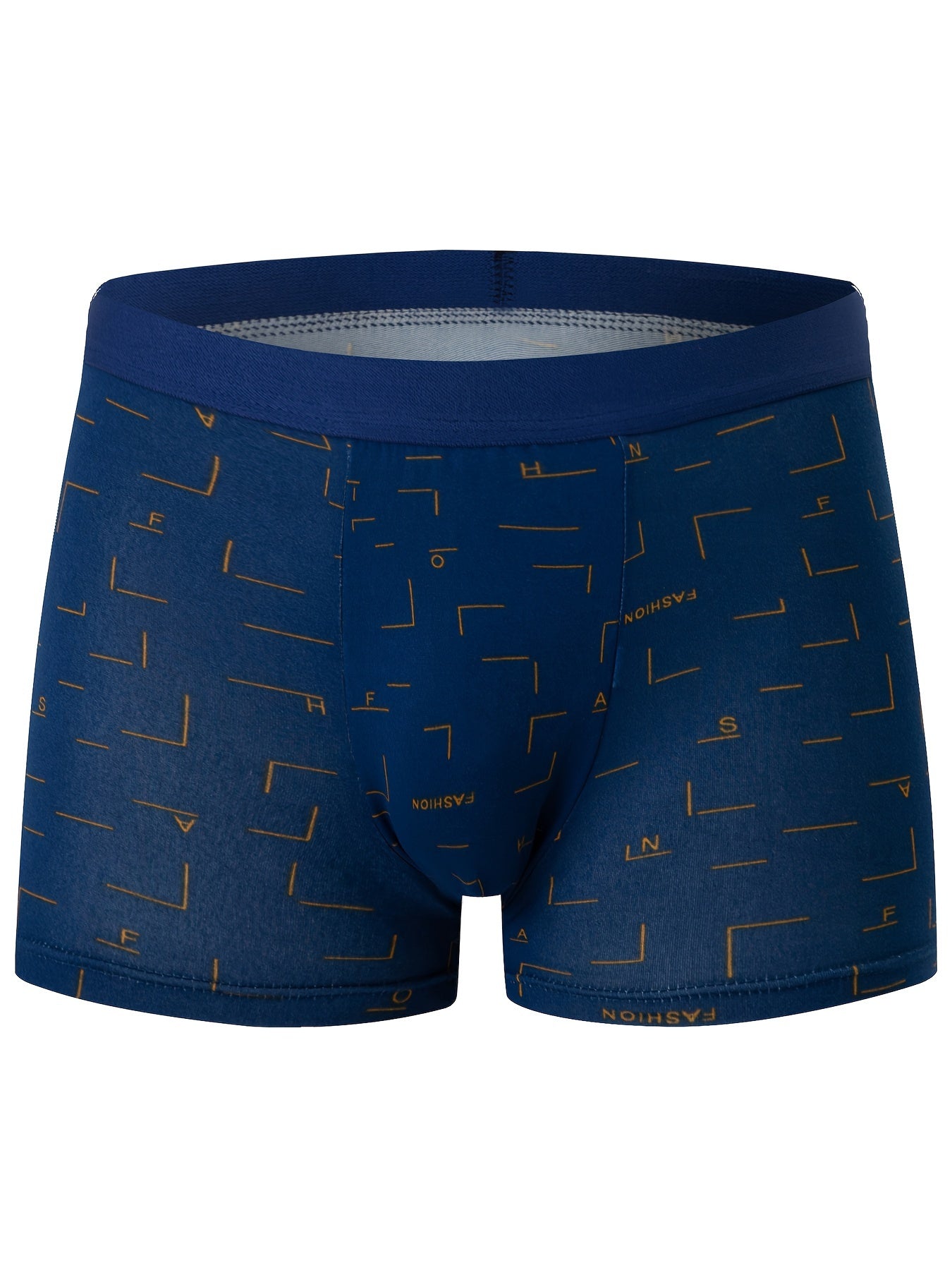 Men's Polyester Underwear with Geometric Pattern Slight Stretch Knit Fabric 115g/m² Set of 4