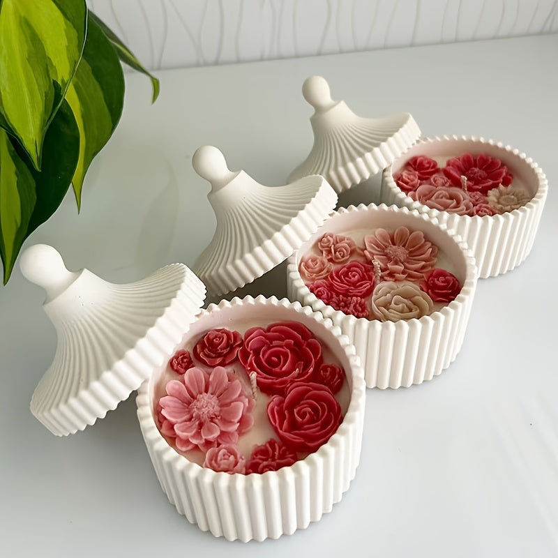 Resin Mold Set for Striped Storage Box with Lid for DIY Jewelry Crafts