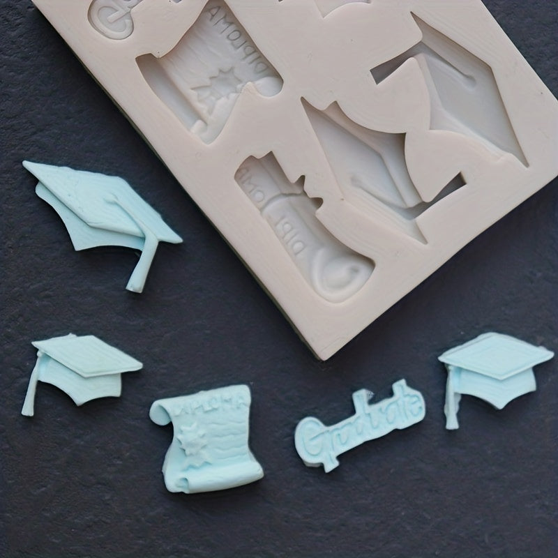 Graduation Themed Silicone Mold 1-Piece 3D Cake Decorating and Candy Making