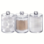 Clear Plastic Bathroom Organizer with Window View and Lidded Q-Tip Dispenser