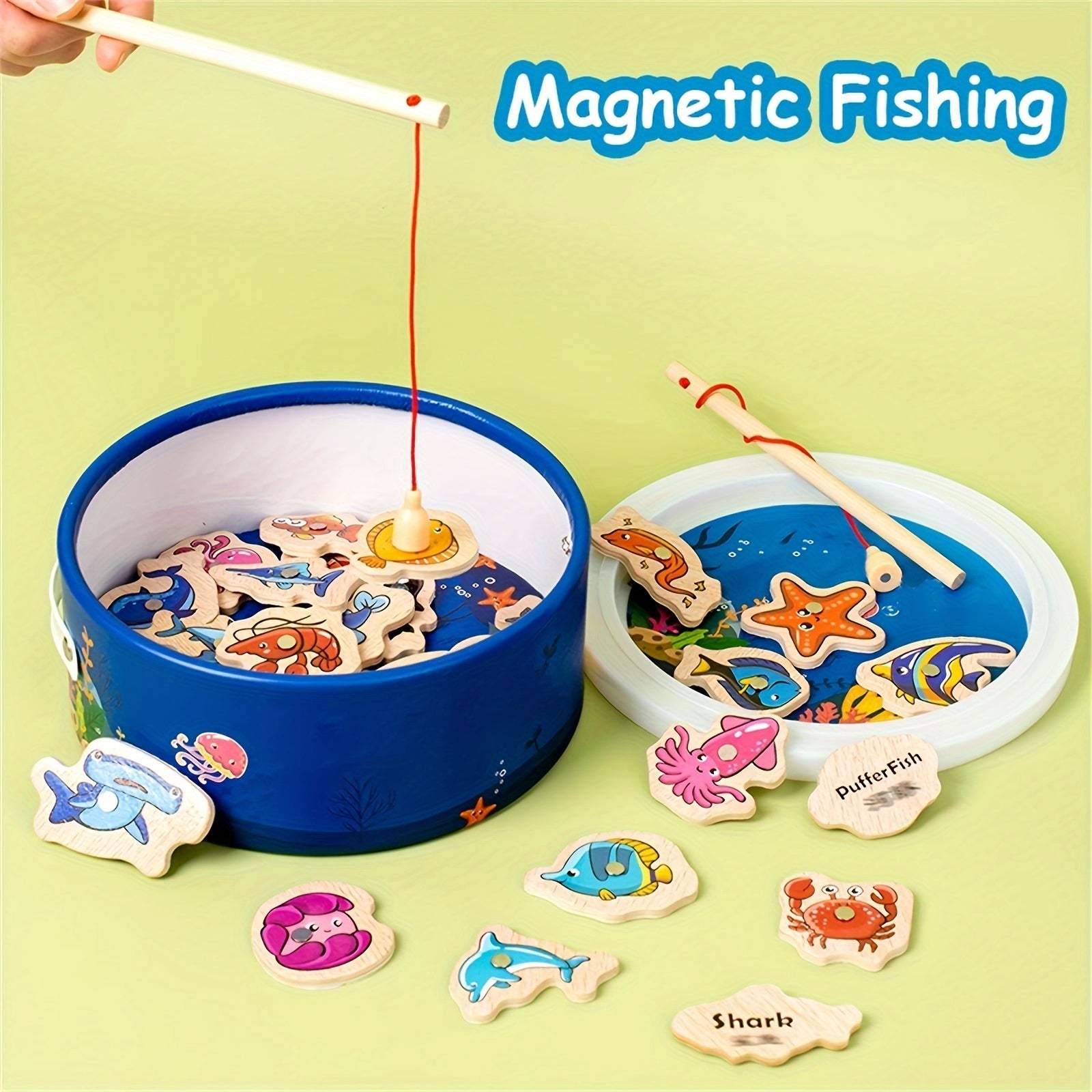 Magnetic Wooden Fishing Game for Kids 18 Months Plus Educational Marine Life Toy