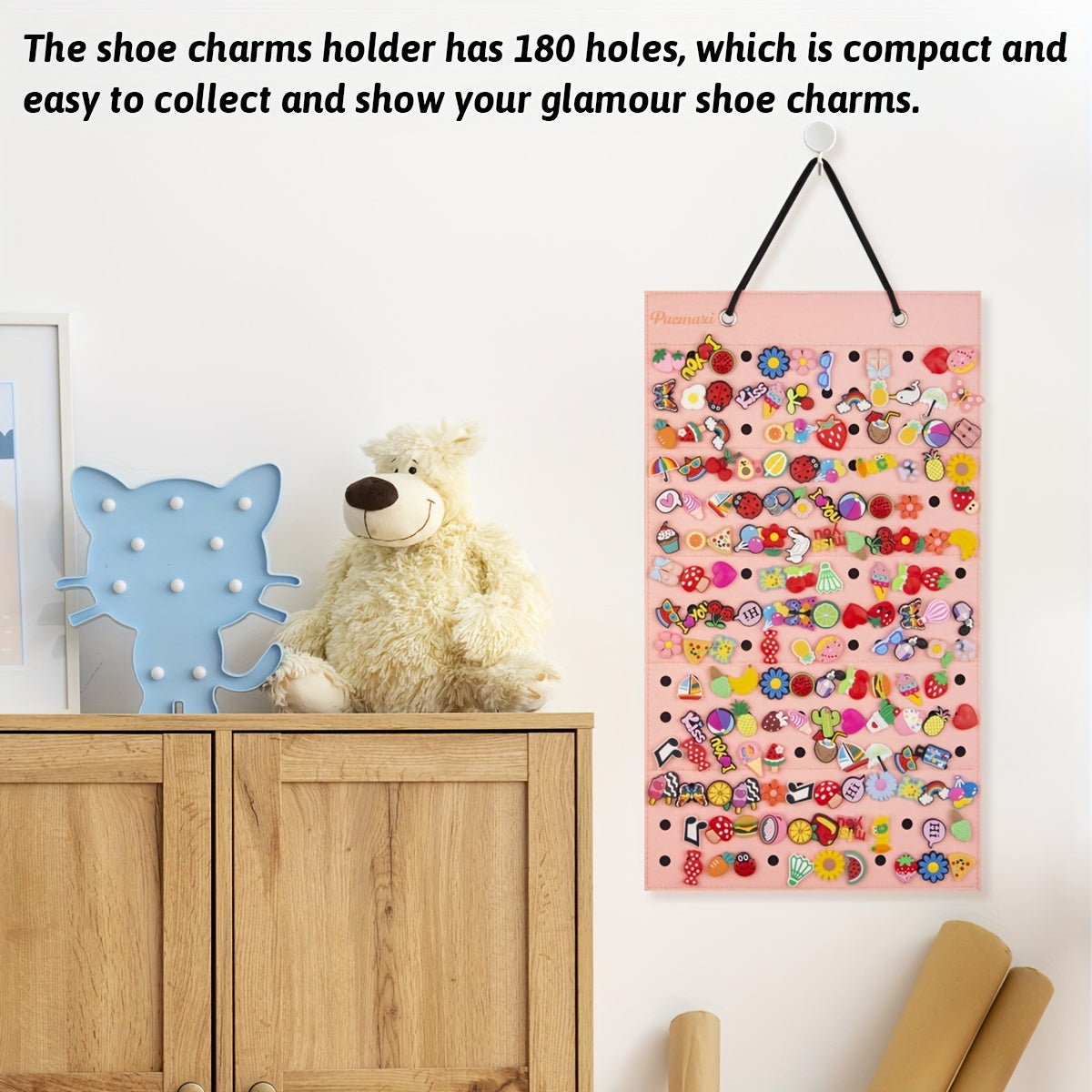 Hanging Shoe Charms Organizer Wall Mount with 180 Holes for Shoe Decorations