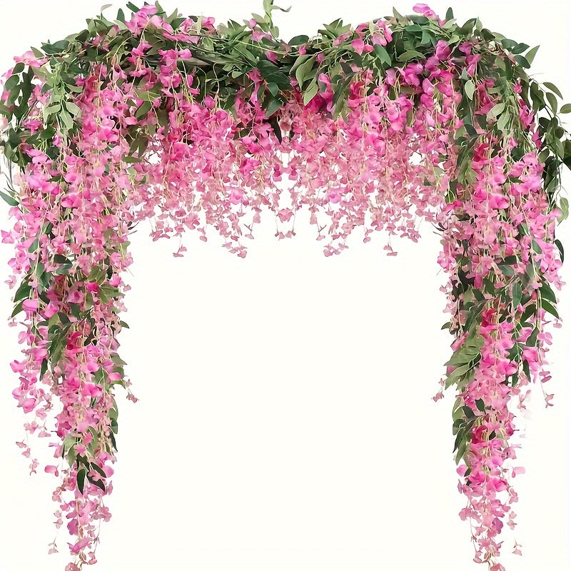 Guirnalda de glicinia artificial de 4 piezas, 173cm, enredaderas de flores falsas para hogar, jardín, arco de boda