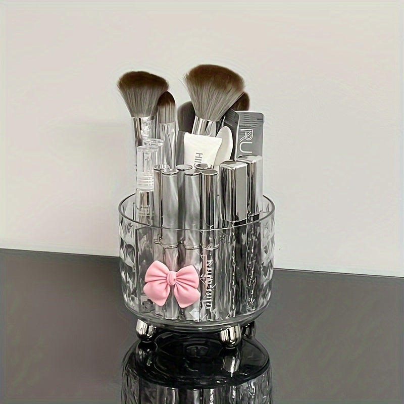 Clear Plastic Makeup Organizer with Dustproof Lid for Lipstick Brushes and Accessories