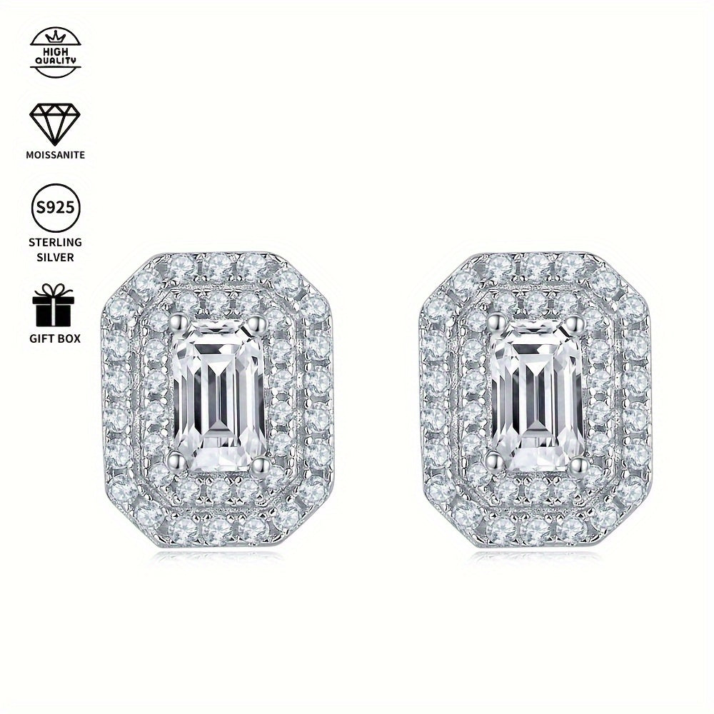 Moissanite Jewelry Set Necklace and Earrings S925 Silver Inlay 1.0ct Pendant