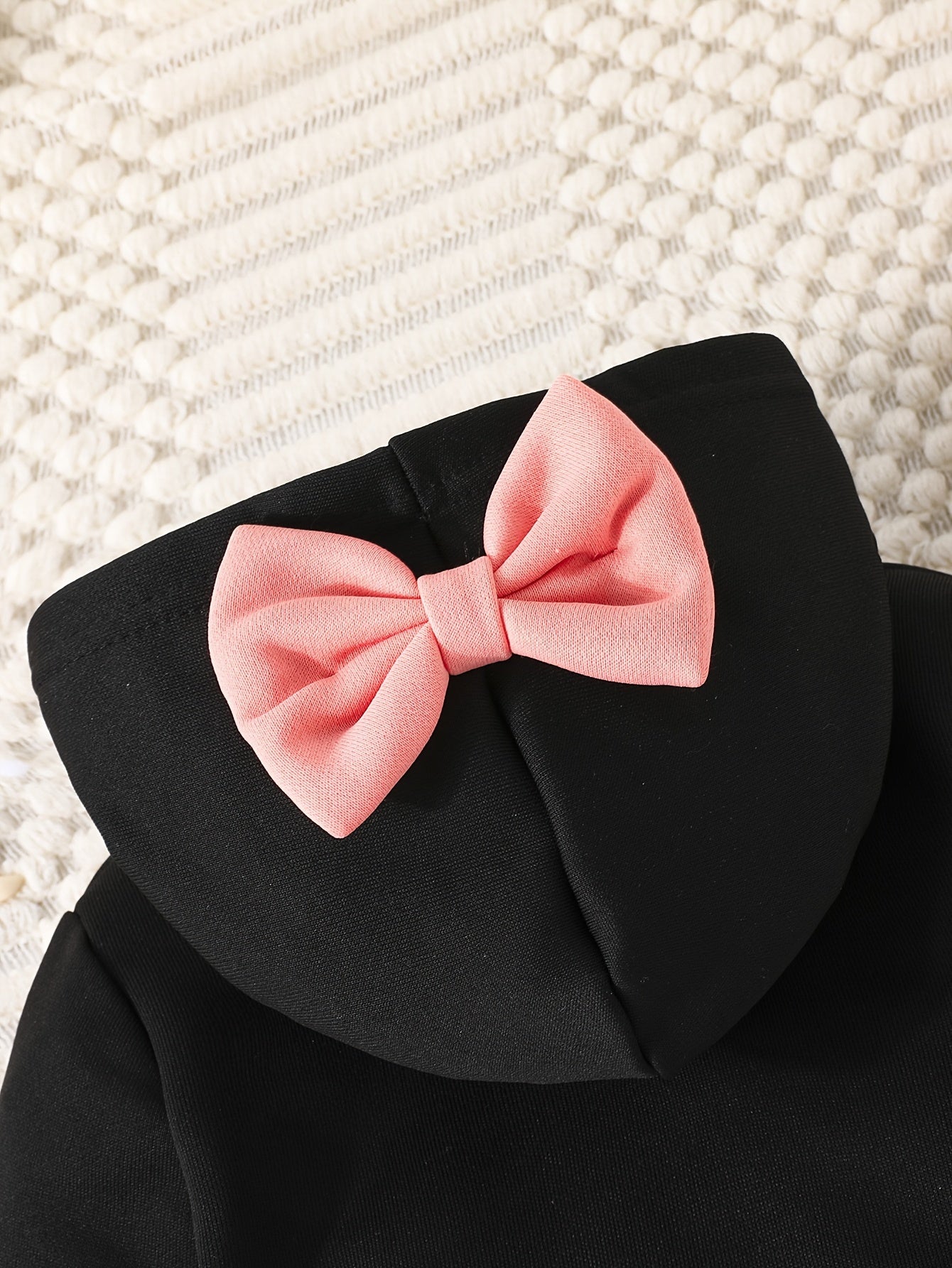 Baby Girl Casual Outfit Set with Hooded Sweatshirt and Bow Trousers for Spring and Fall