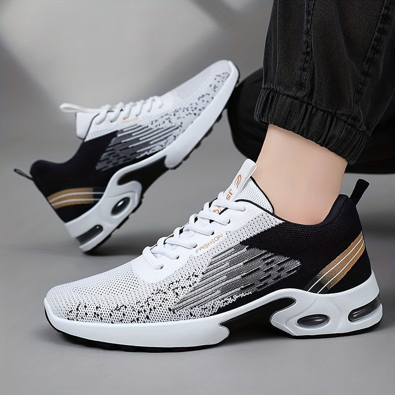 Men's Color-Blocked Breathable Lace-Up Running Shoes for Outdoor Activities