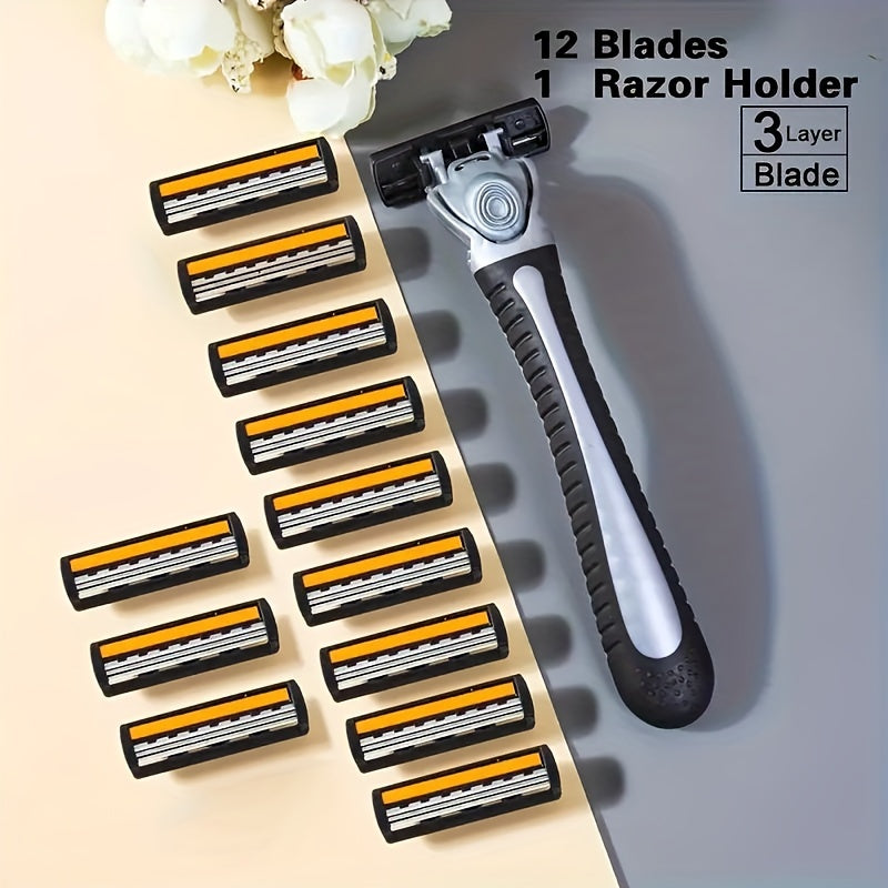 Replaceable 3-Layer Stainless Steel Safety Razor Blades for Men