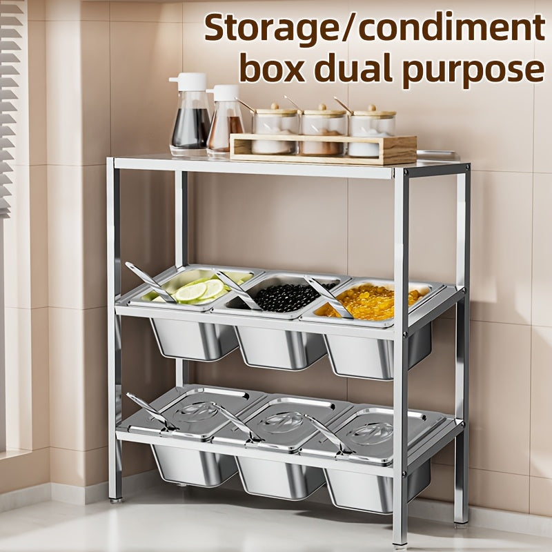 Stainless Steel 3-Tier Kitchen Organizer with Lids for Spices Fruits Storage