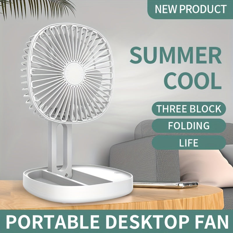 Portable Foldable Desk Fan with Rechargeable Battery, Spray Function, and Adjustable Speeds