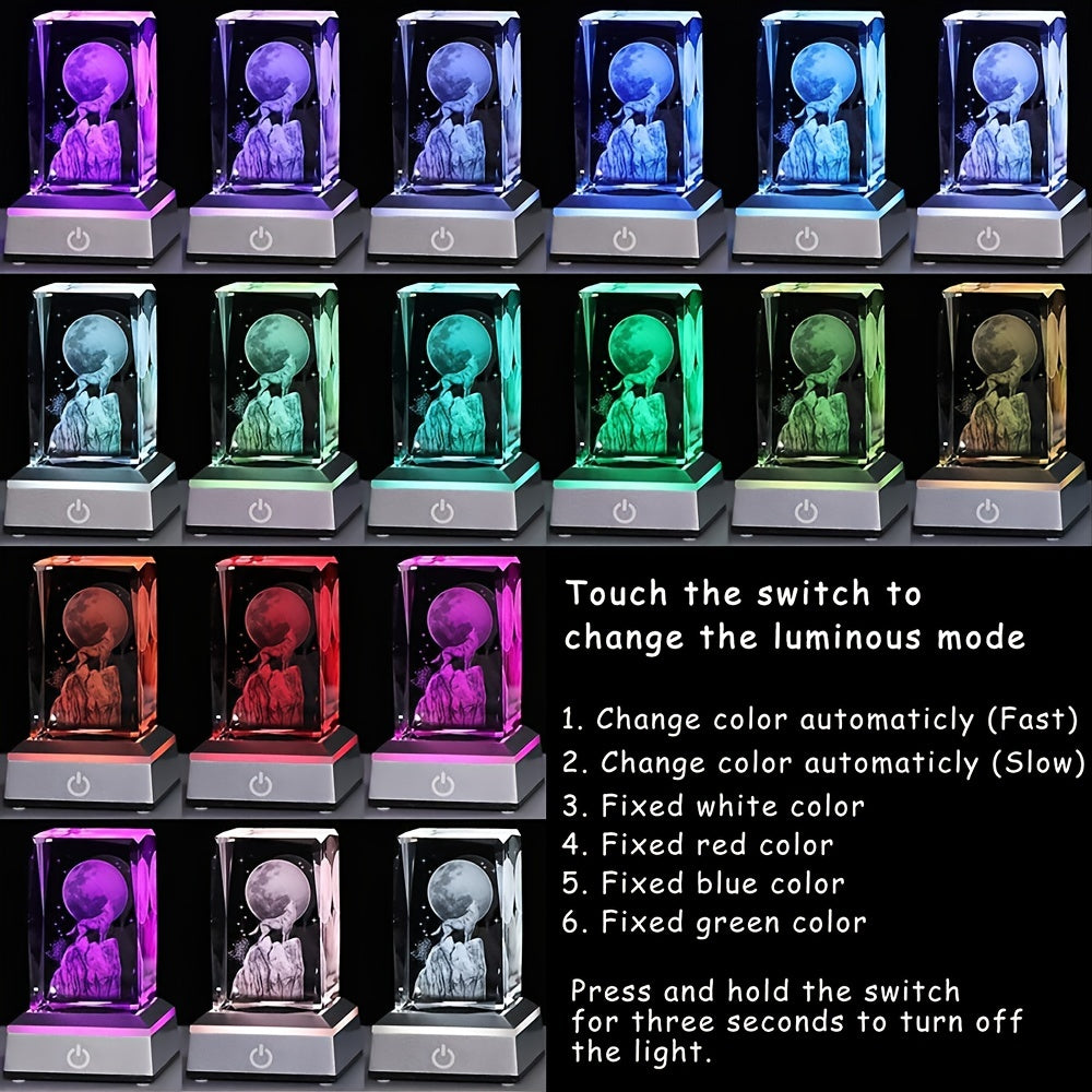 3D Wolf Night Light with LED Base, Gift for Wolf Lovers, 3.15x1.97x1.97 Inches