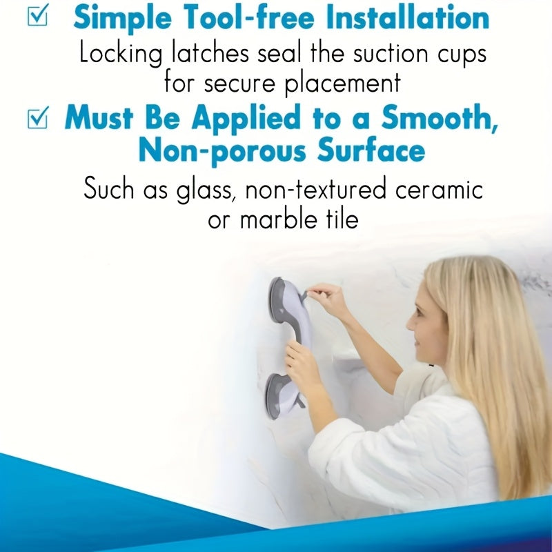 Shower Bathtub Safety Handle Suction Cup for Seniors Disabled Tiles Glass