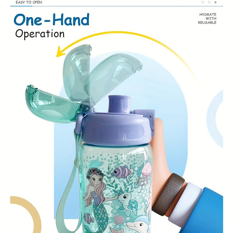 2 Pack 20oz Thermal Transfer Water Bottles with Cartoon Pattern and Handles for Home and Outdoor