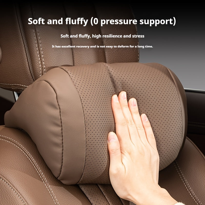 Luxury Car Seat Cushions Set for Headrest and Waist Support Nappa Leather
