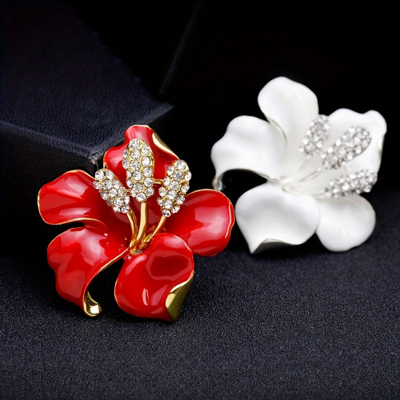 Flower Brooch Pin with Rhinestones for Bridal Wedding Accessories