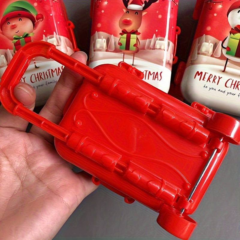 Ta'til dizaynlari bilan bezatilgan mini qizil temir sumka, qo'g'irchoq uyi dekoratsiyasi yoki zargarlik saqlash uchun mukammal.