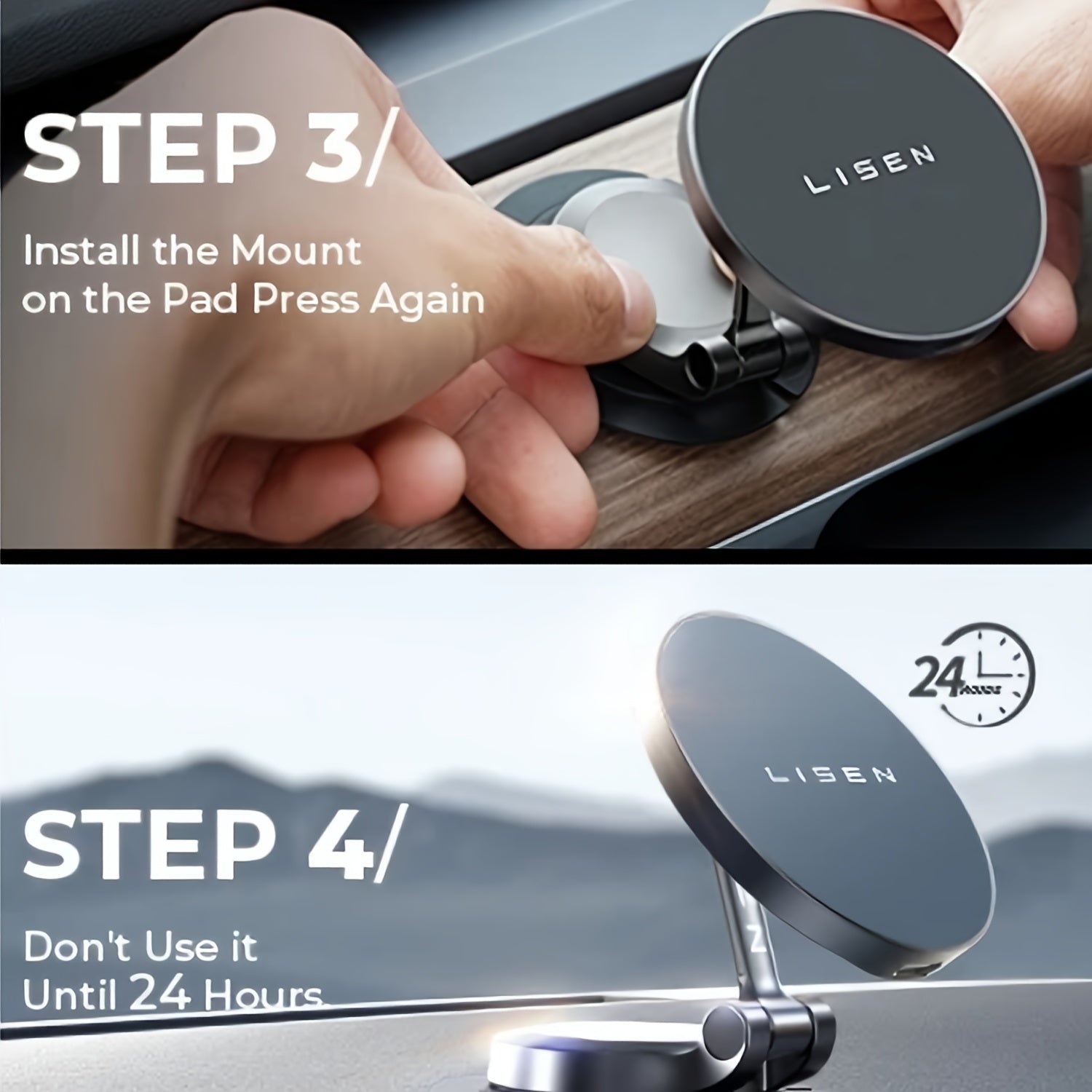 Magnetic Car Mount Charger 15W Fast Wireless Charging for iPhone 12-15 Pro Max Zinc Alloy Dashboard Holder