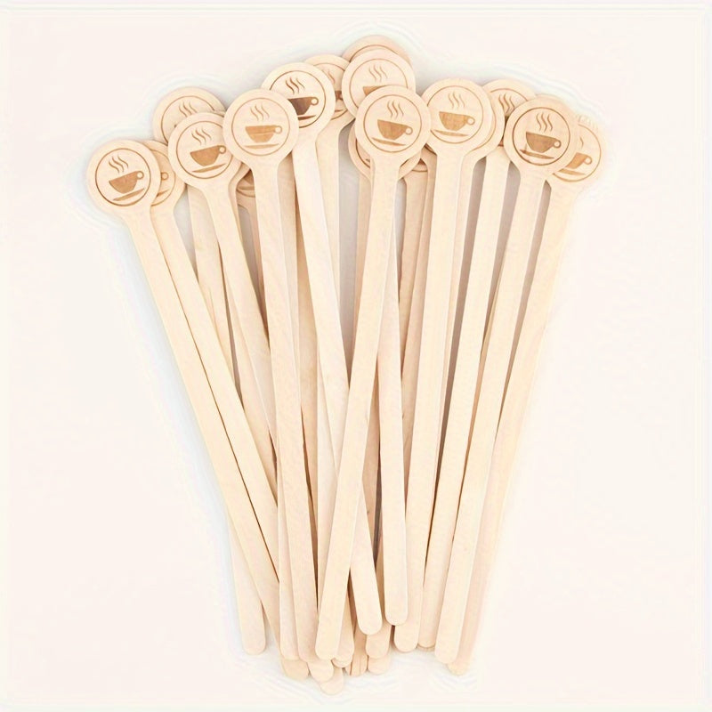 100pcs Biodegradable Wooden Coffee Stirring Sticks 15.24cm Round Head Eco-Friendly