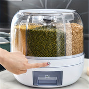 6 bo'limli va avtomatik dozatorli 360 daraja aylanadigan don saqlash qutisi