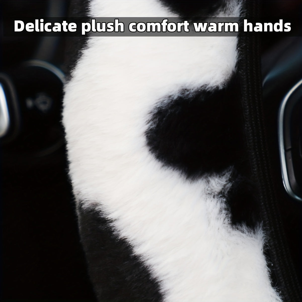 Ayollar uchun yumshoq peluş avtomobil boshqaruv g'ildiragi qopqog'i, qulay avtomobil ichki aksessuarlari