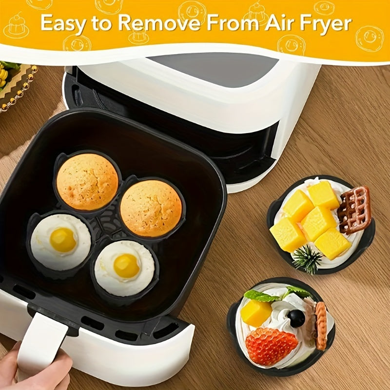 4 silicone air fryer egg poachers reusable non-stick microwave cookers cups