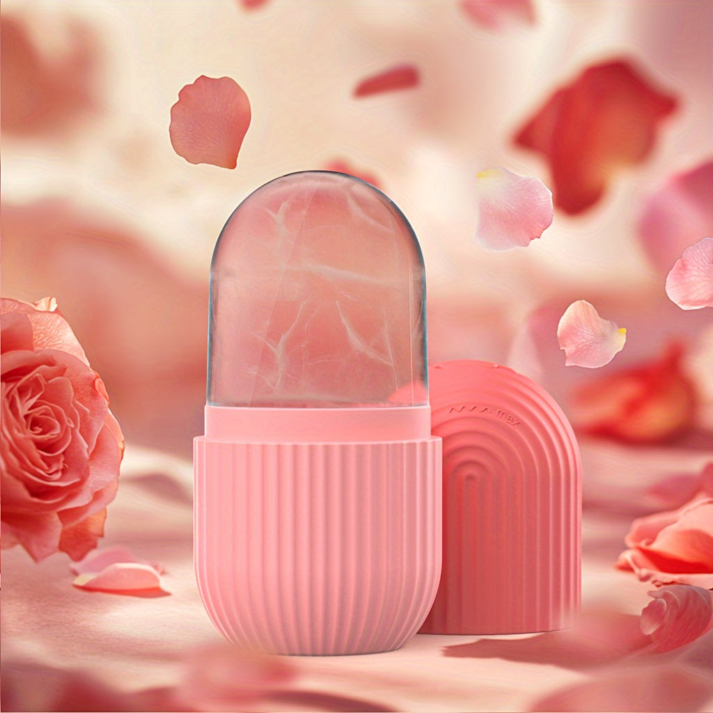 Unisex Silicone Ice Roller for Face Cooling Gel Core Puffiness Reduction Beige