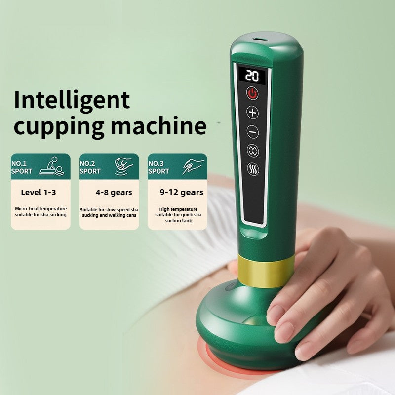 Elektr vakuum kubok massajchisi, 8 ta po'lat shar, 12 ta sozlanadigan tish, issiq siqish, raqamli ekran, USB zaryadlash va 1800mAh batareya bilan.