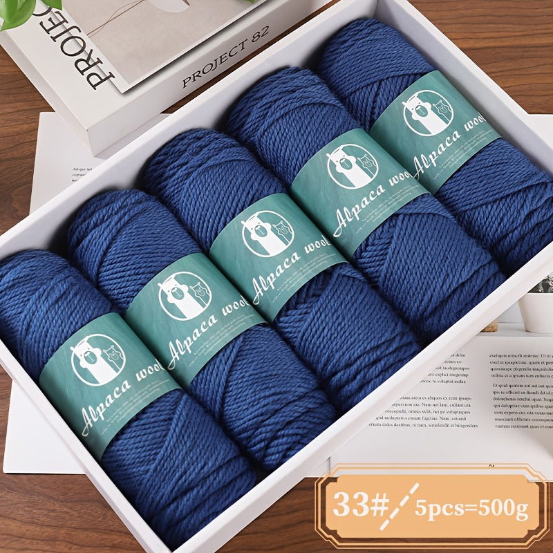 5-Pack Multicolor Alpaca Wool Yarn 500g Thick-Thin Self-Striping and Ombre