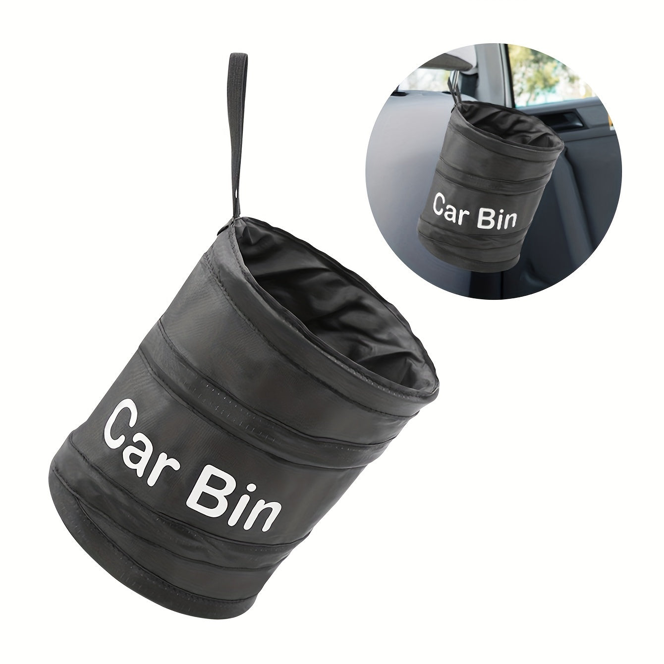 Portable Collapsible Garbage Bin Polyamide Leak-Proof Hangable for Car Home Caravan