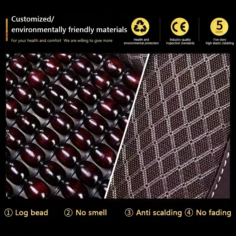 Wooden Bead Car Seat Cover Breathable Durable Faux Leather Non-Woven Fabric