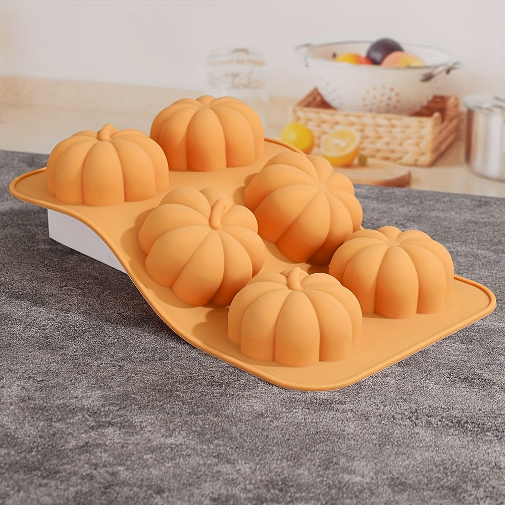 Silicone Pumpkin Mold 6 Cavities for Halloween Desserts and Crafts
