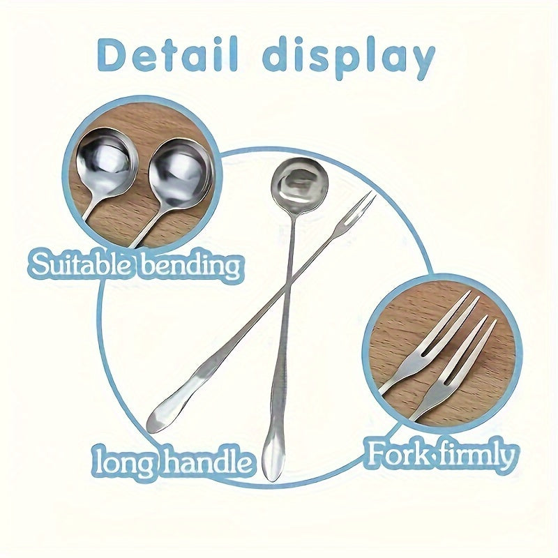 Stainless Steel Pickle Forks Long Handle Jar Grabber for Fruit and Cocktails Kitchen Utensil