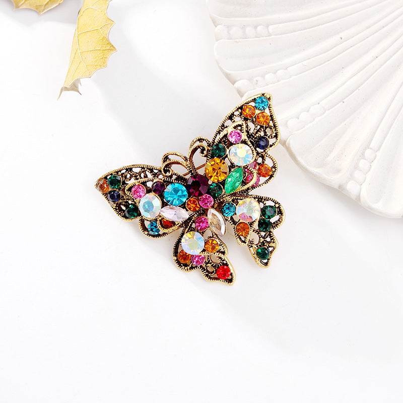 Crystal Butterfly Brooch Pin with Colorful Rhinestones for Women and Men