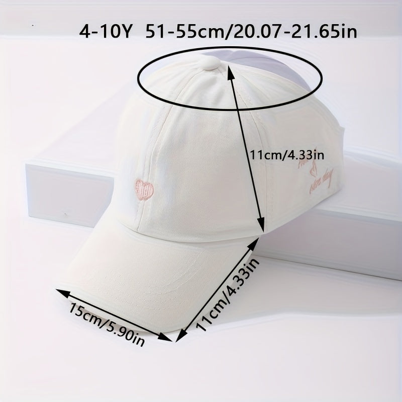 Girls Fitted Baseball Cap with UV Protection, Snap Closure, Breathable, Ponytail Friendly for Outdoor Activities