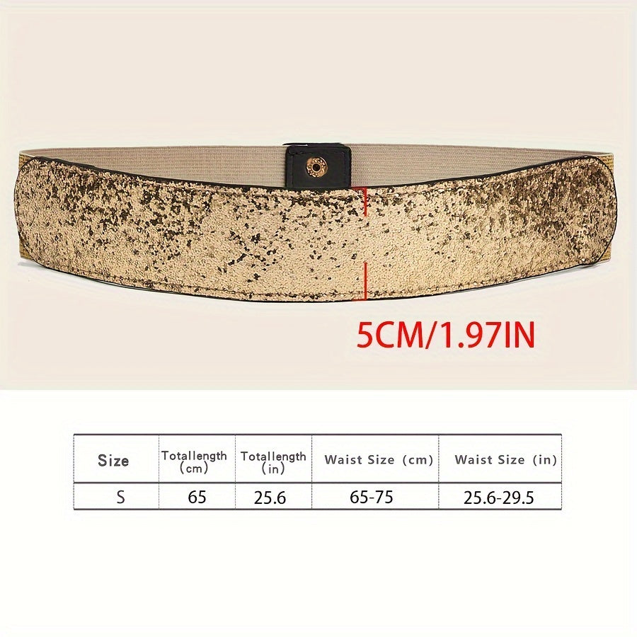Women's Gold Sequin Belt Fashion Accessory for Party and Evening Wear