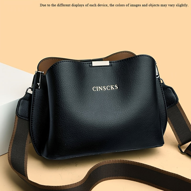 Women's Casual Water-Resistant PU Tote Bag with Detachable Shoulder Strap