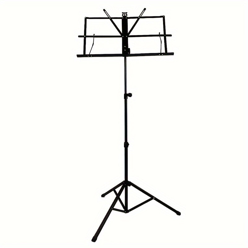 Black Portable Folding Music Stand with Adjustable Height for Instruments