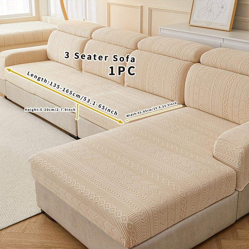 Qorong‘u kulrang chiziqli divan qopqog‘i, barcha mavsumlar uchun elastik uy himoyasi