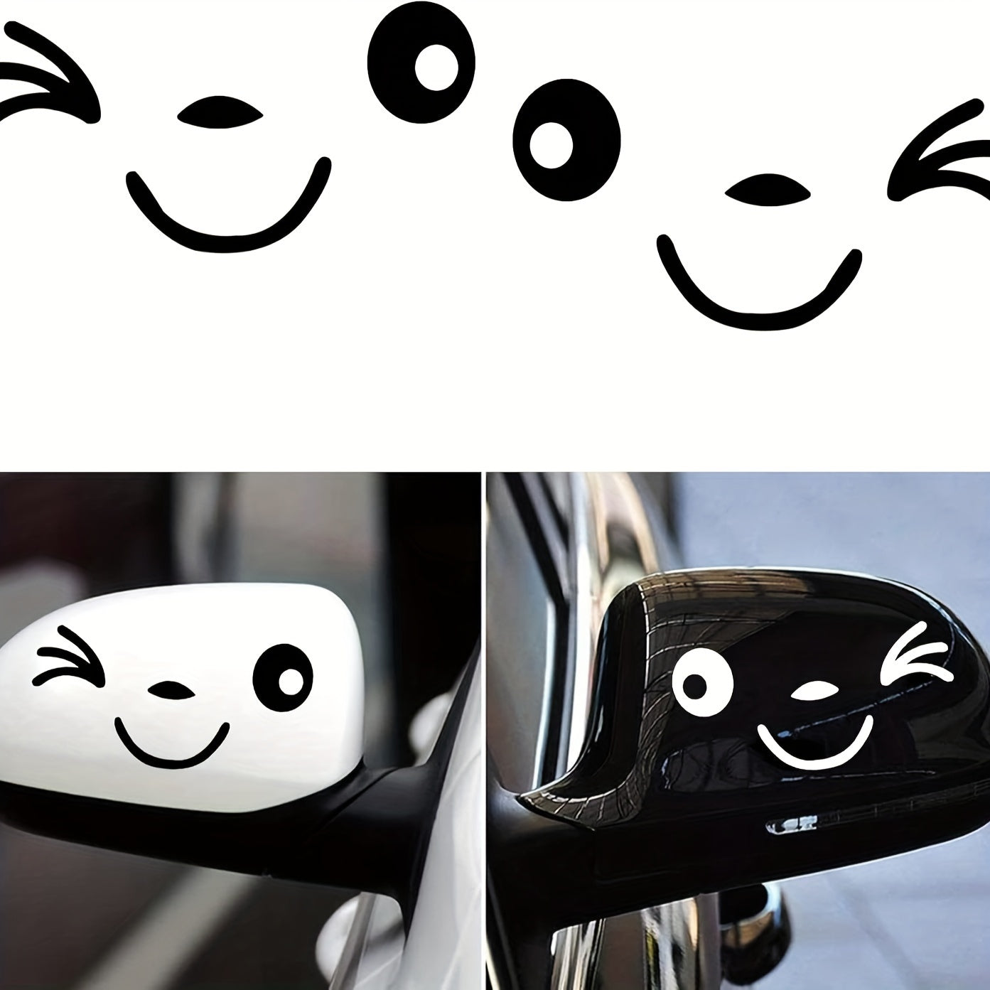 Joyful Face 3D Car Mirror Decal Stickers Rearview Side Vinyl Decals