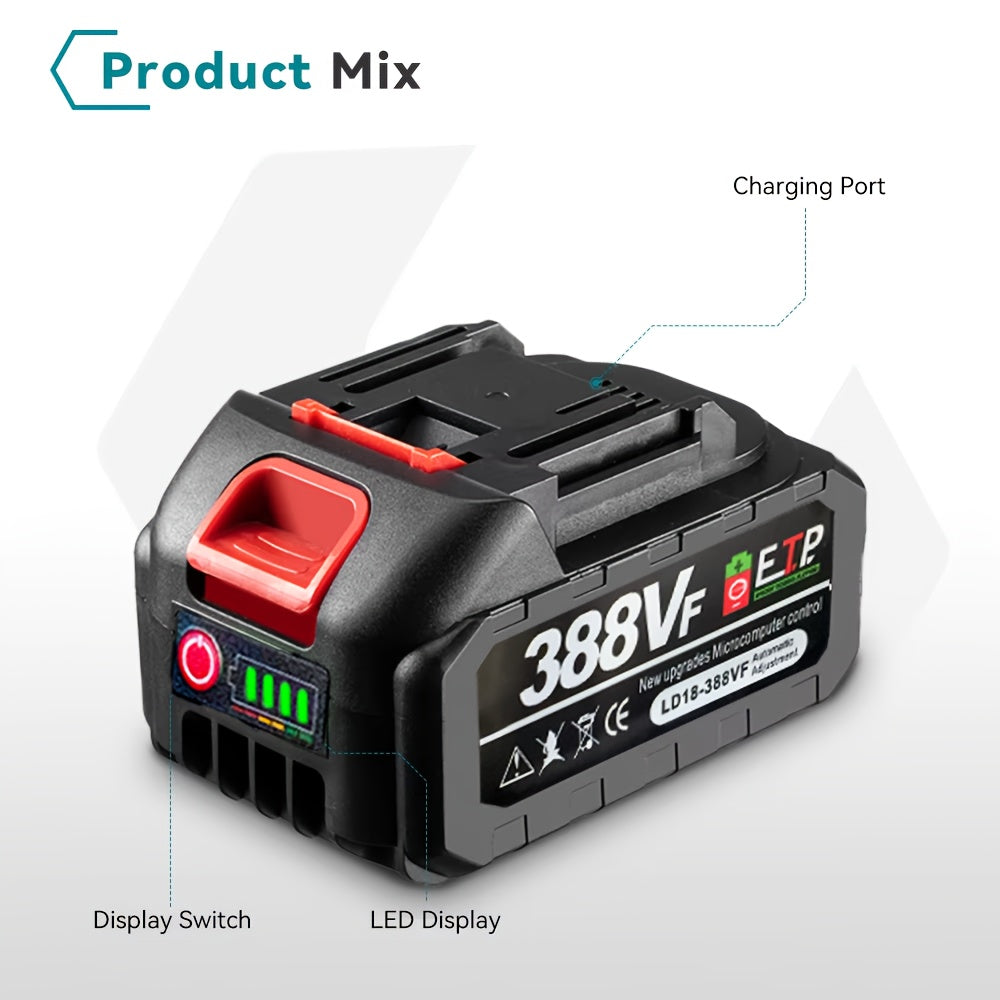 Lithium-Ion Power Tool Battery for Brushless Drill Wrenches 1300mAh Rechargeable