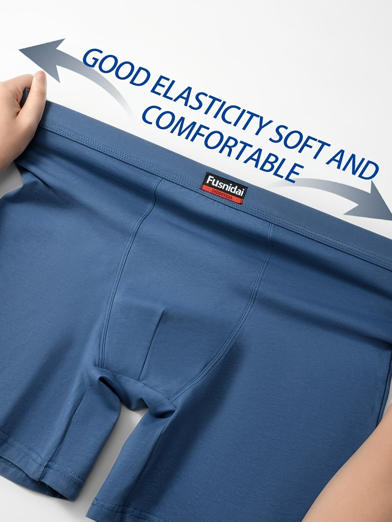 Men's Cotton Boxer Briefs High Waist Extended Length Breathable Sweat-Absorbent Plus Size