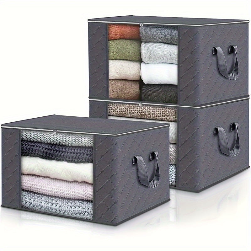 Set of 3 Large Fabric Storage Bins for Clothes Blankets and More