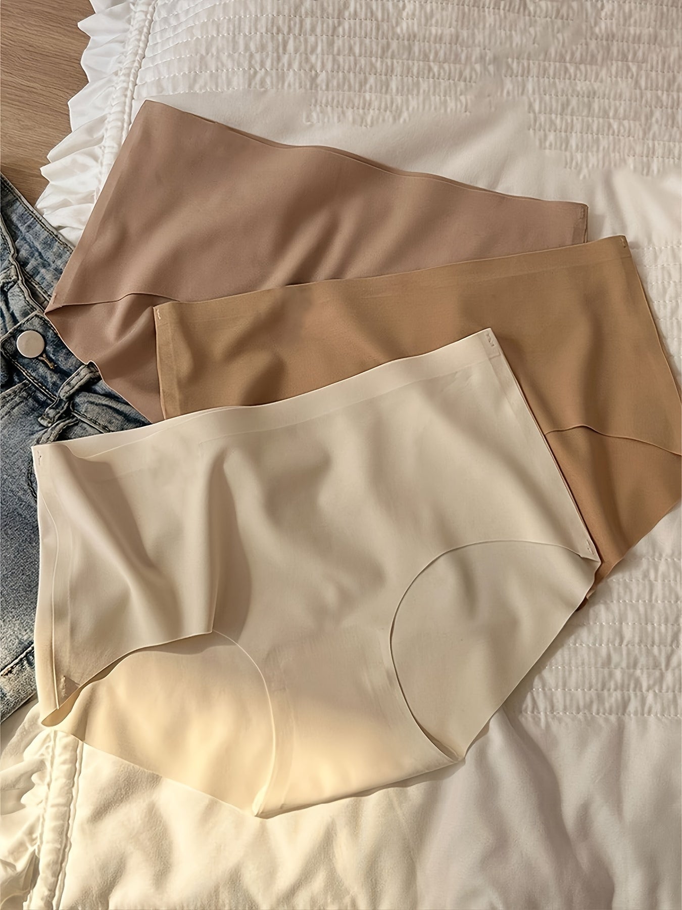 6-Pack Seamless Solid Color Panties for Women Mid Rise Briefs Knit Fabric