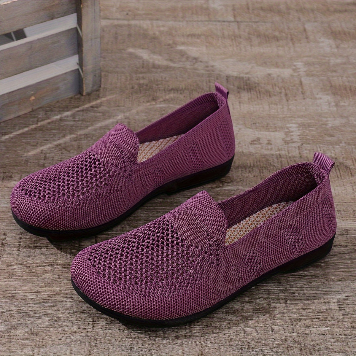 Women's Lightweight Slip-On Flats Breathable Knit Upper Casual Summer Wear