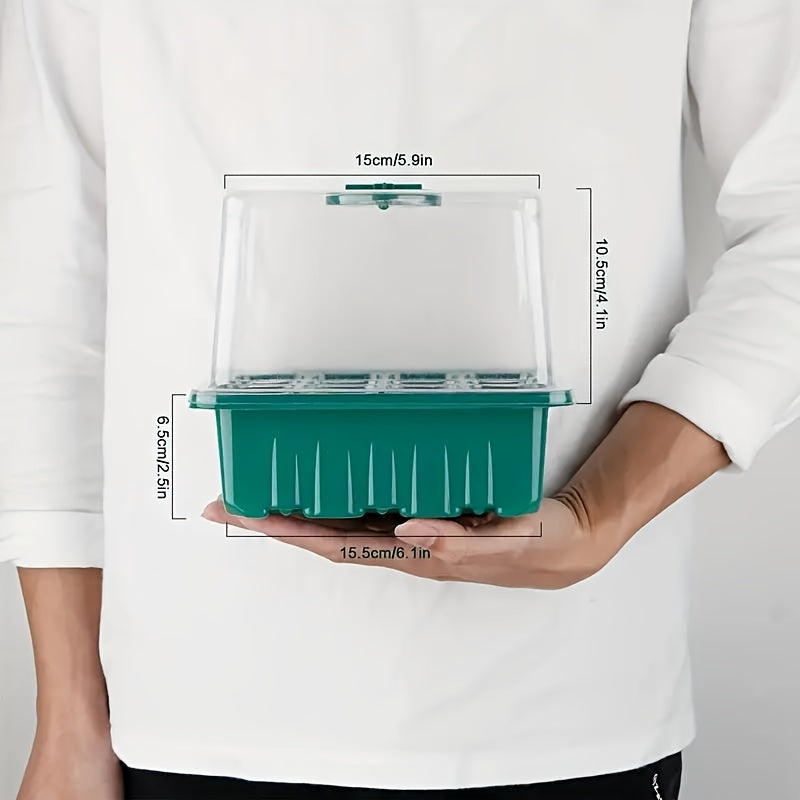 Seedling Starter Tray 5-Pack with Grow Light Humidity Dome for Greenhouse Wheatgrass