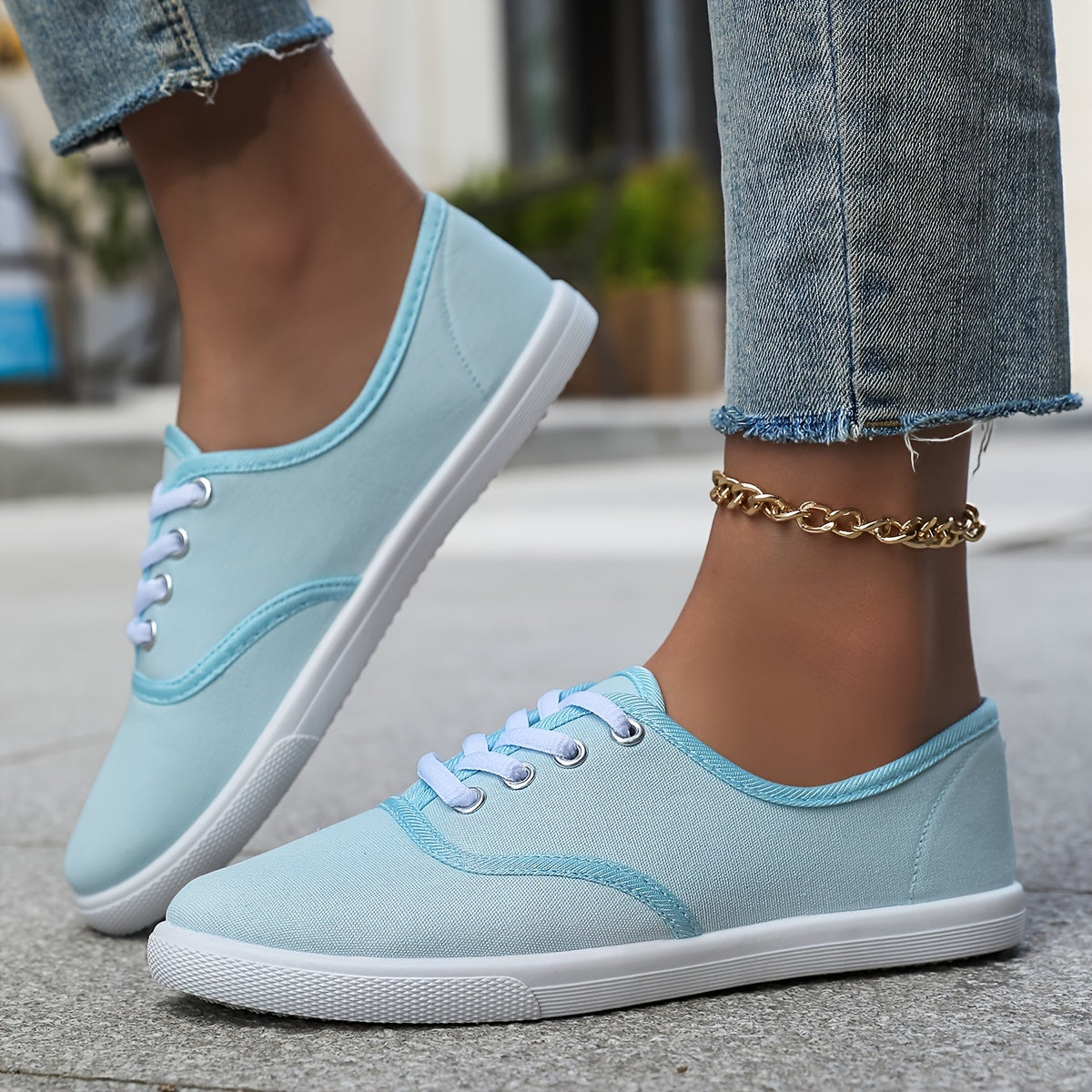 Women's Casual Sports Shoes, Anti-slip Lace-up Soft Sole Flat Bottom