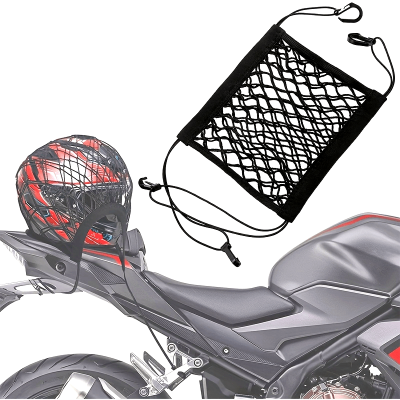 Motorcycle Helmet Storage Cargo Net Bungee Net with Hooks and Elasticity