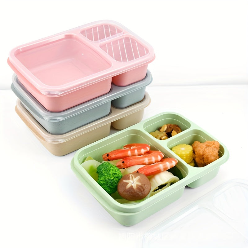 3 bo'limli Bento qutilari, maktab, ish, sayohat uchun qayta ishlatiladigan atıştırmalık konteynerlari