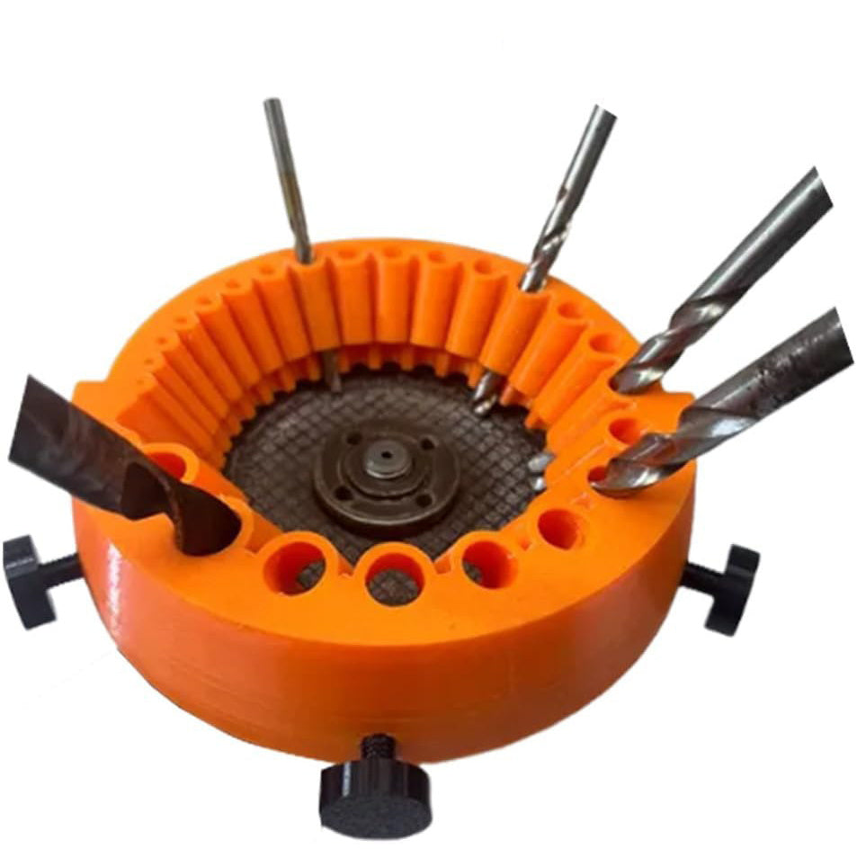 Plastic drill bit sharpener compatible with angle grinder for all drill bits 70