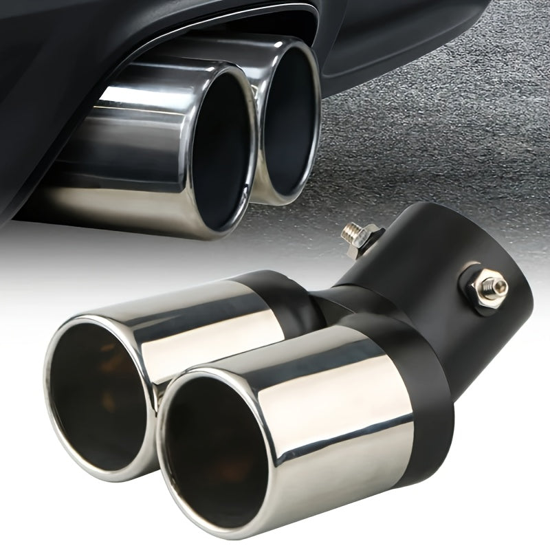 Cabezal de escape de doble salida de aire universal en cromo acero inoxidable para tubo de escape automotriz
